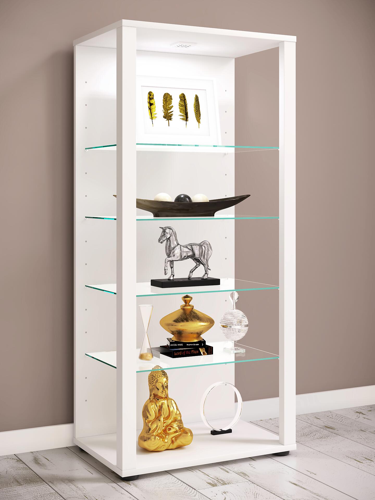 Standvitrine Glasol weiß Holzwerkstoff Glas B/H/T: ca. 52x115x35 cm