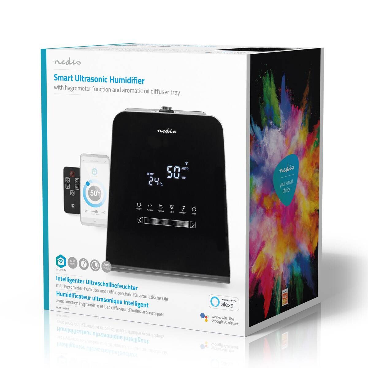 Nedis Luftbefeuchter schwarz Kunststoff B/H/L: ca. 28x31,5x19 cm