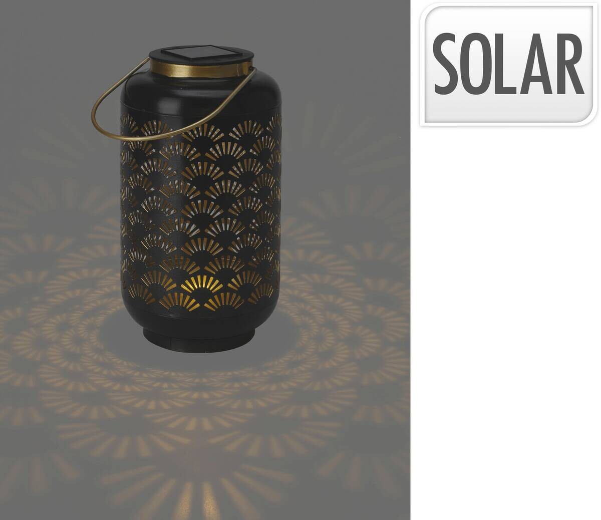 Solarlaterne schwarz Metall B/H/L: ca. 13x13x23,5 cm