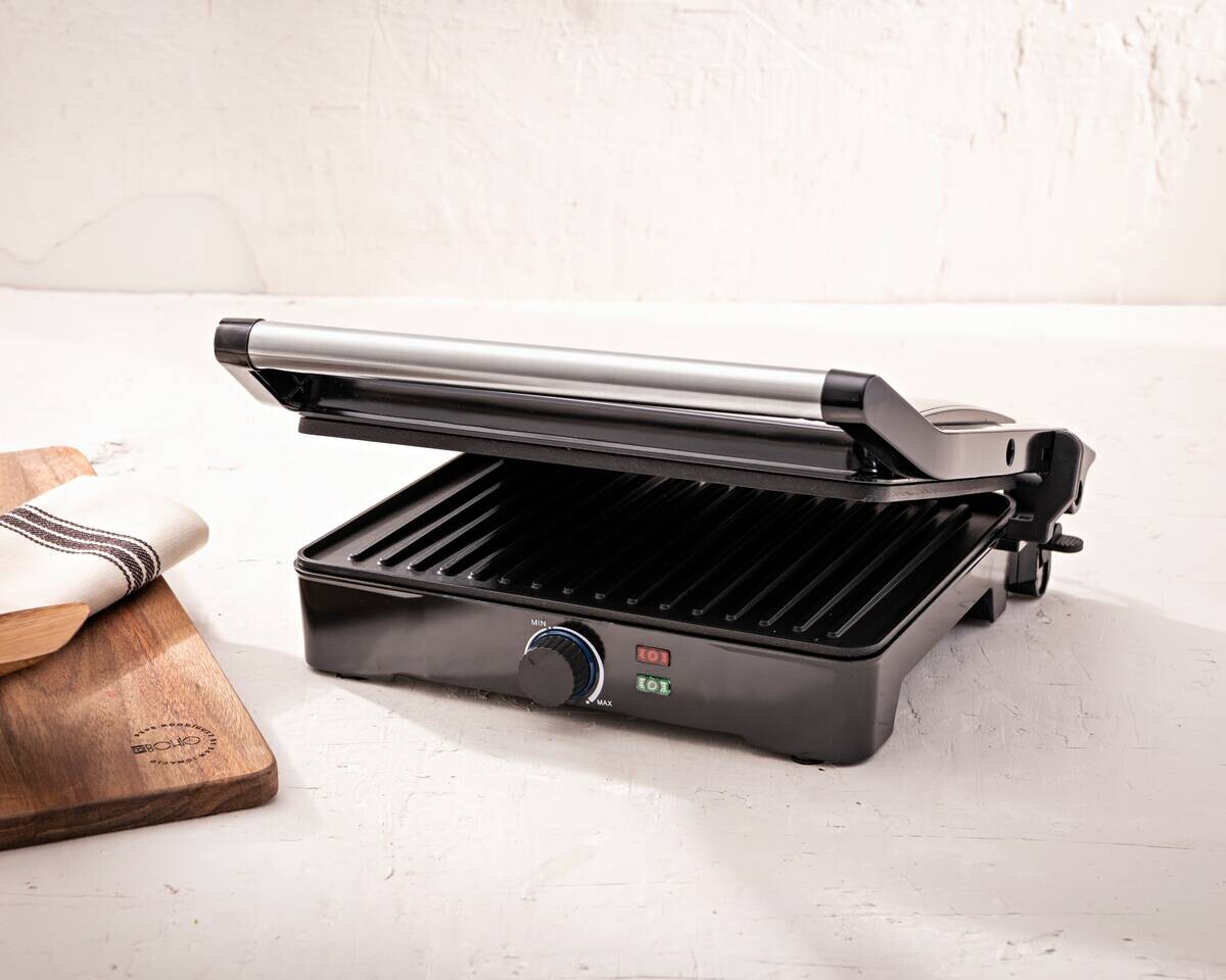 BERGNER Kontaktgrill silber B/H/L: ca. 15x37x38 cm