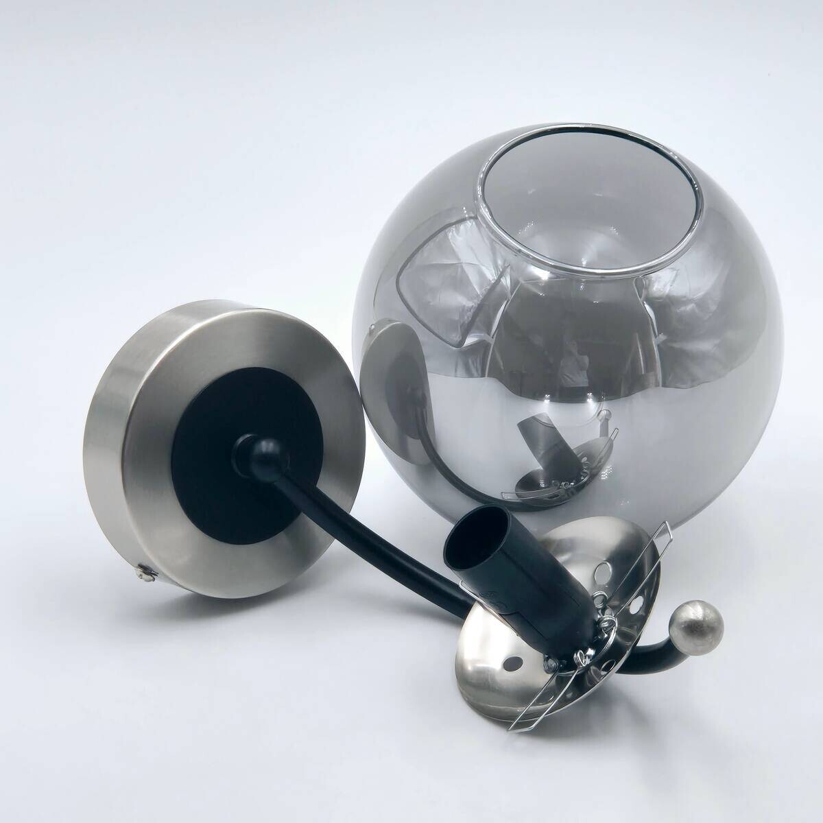 Lamkur Wandleuchte Chrom Stahl Glas B/H/L: ca. 20x14,5x20 cm E14 1 Brennstellen