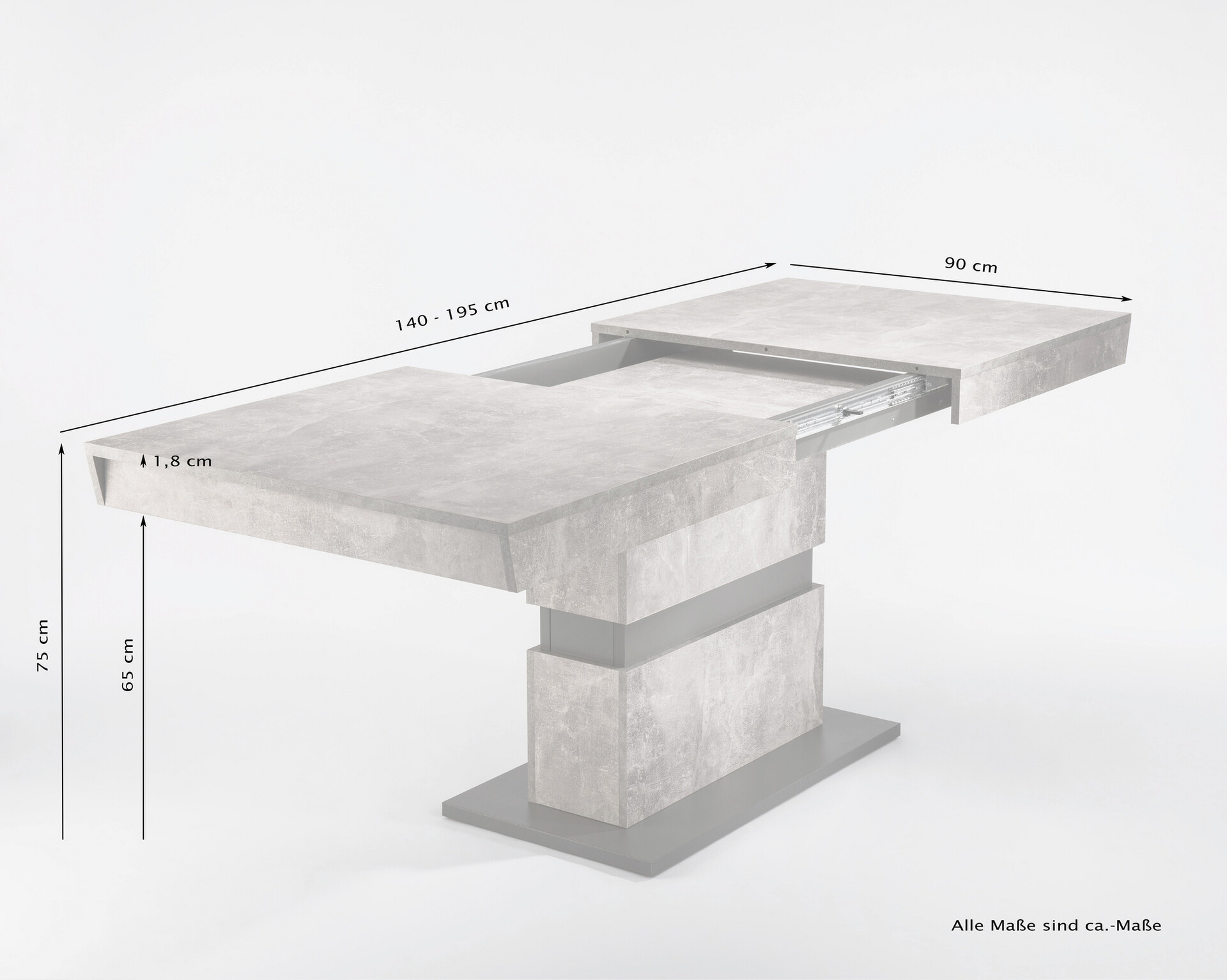 Tisch MATTHEW Beton Optik anthrazit B/H/T: ca. 140x75x90 cm