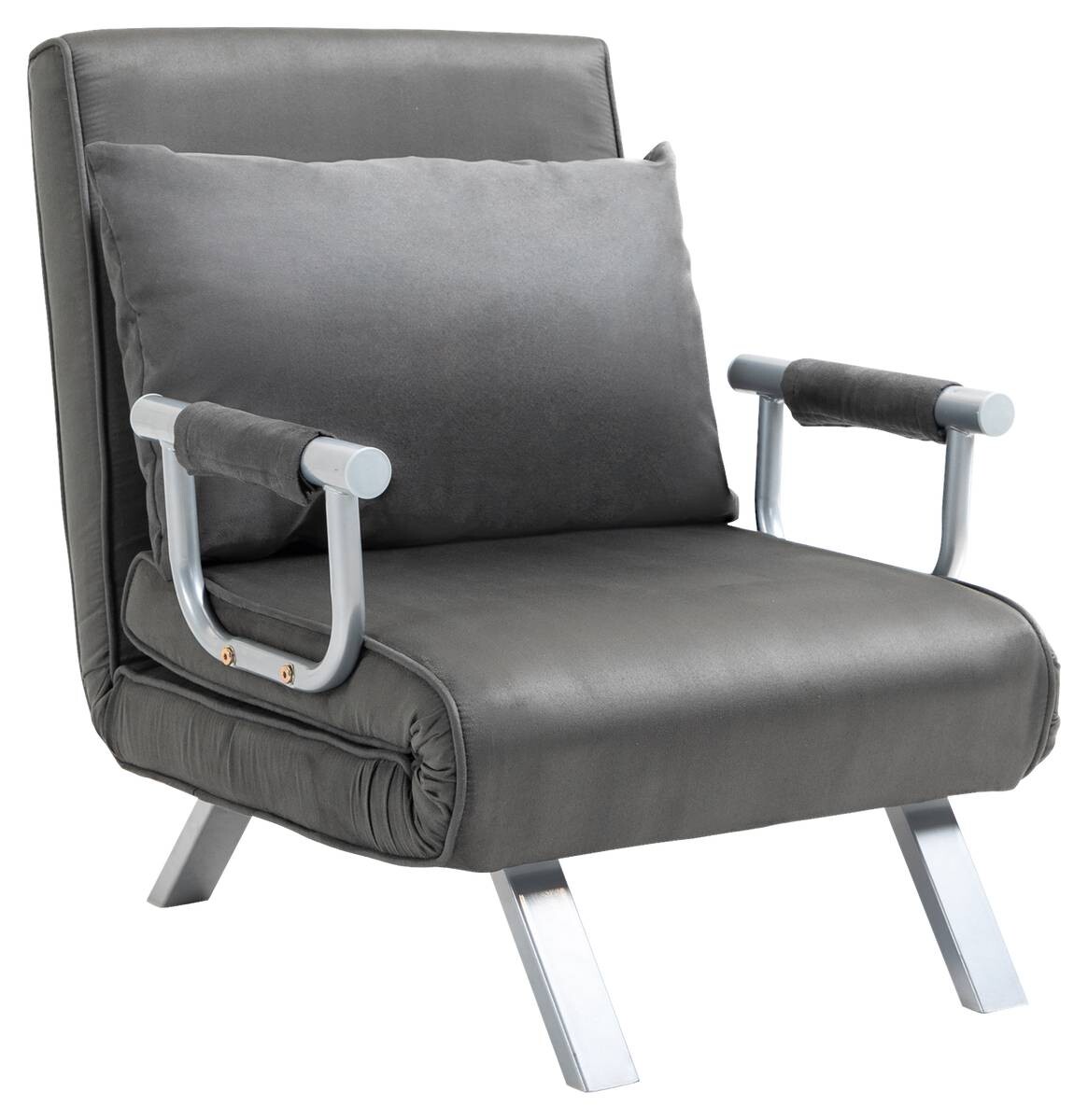 HOMCOM Schlafsofa 833-040 hellgrau Kunstleder B/H/T: ca. 65x80x69 cm