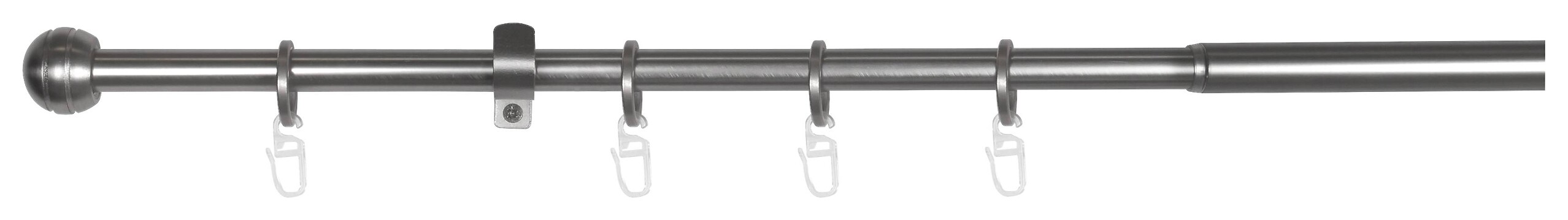 Gardinenstange Edelstahloptik Metall ausziehbar von ca. 120 bis 210 cm 1.0 Läufe