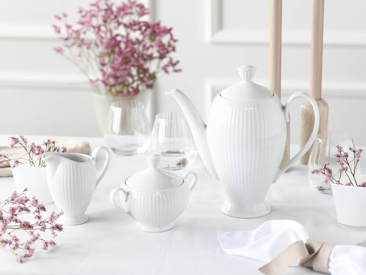 CreaTable Kaffeegarnitur Valencia weiß Porzellan