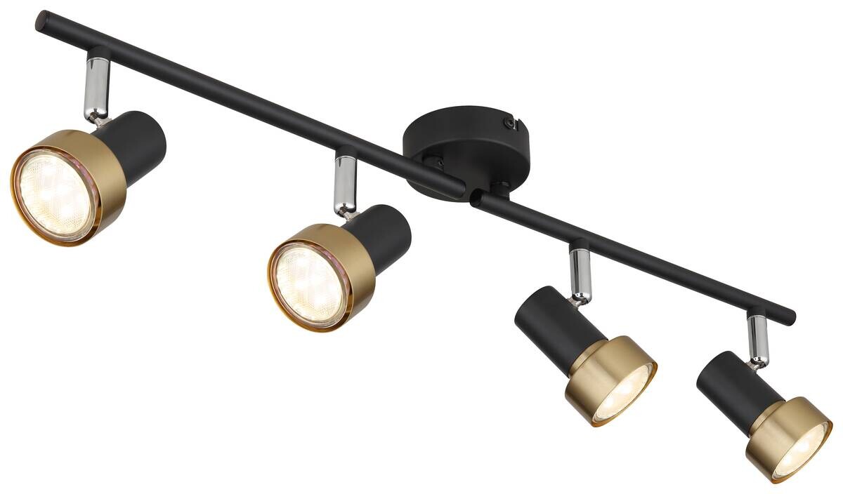 GLOBO Spot mattschwarz Chrom altgold Metall B/H/T: ca. 60x13,5x8,5 cm GU10 4 Brennstellen