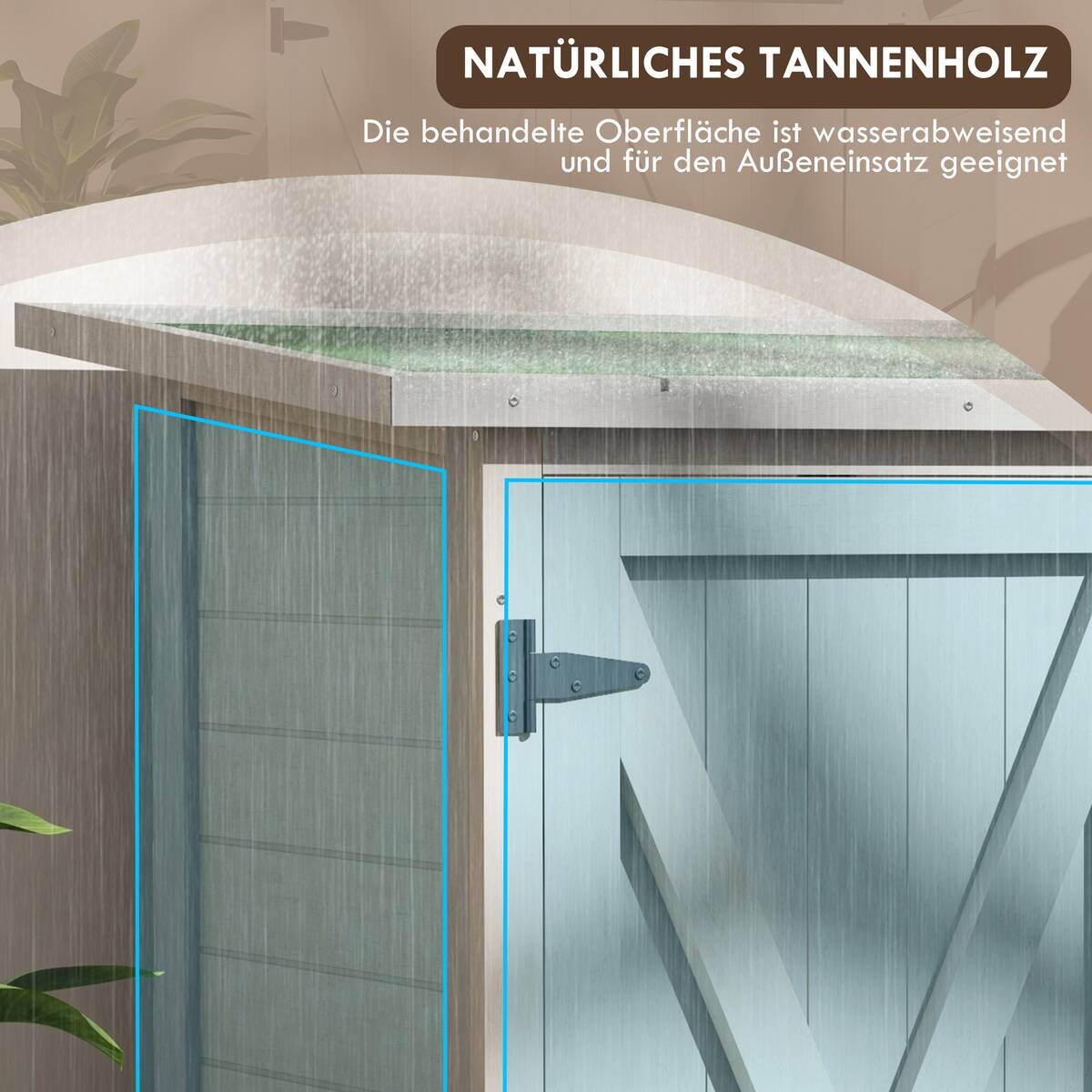 Outsunny Geräteschuppen hellgrau Holz B/H/L: ca. 55x117x110 cm