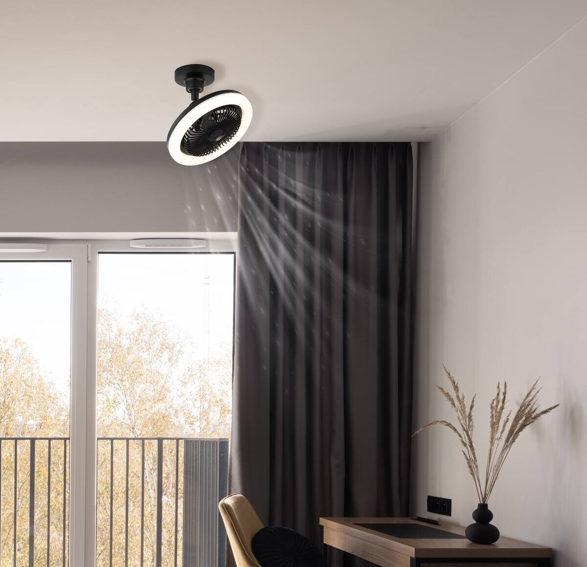 GLOBO Deckenventilator Opal mattschwarz H/D: ca. 21,7x25,8 cm max. 20 W