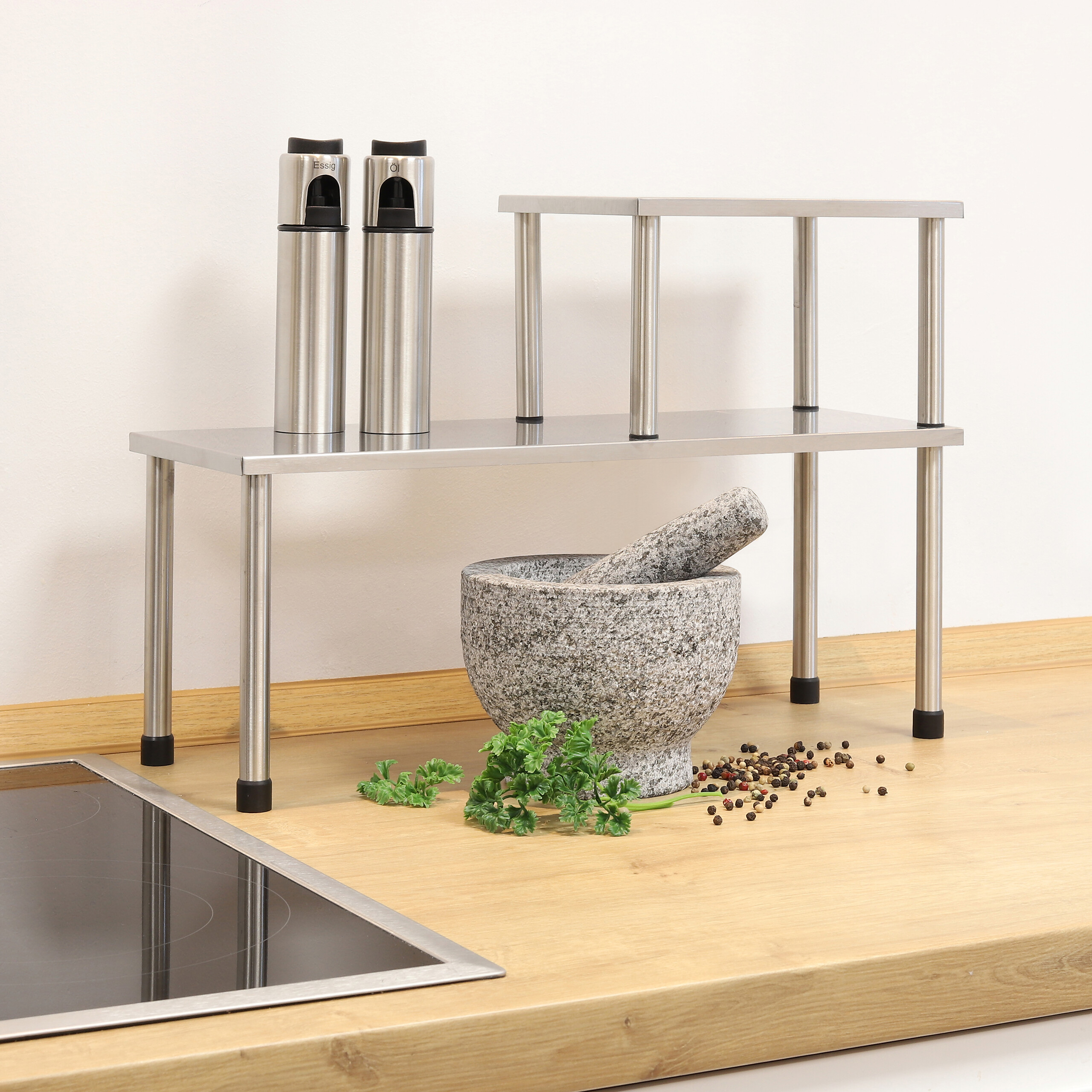 HI Küchenregal Edelstahl Edelstahl B/H/L: ca. 16x31x45 cm