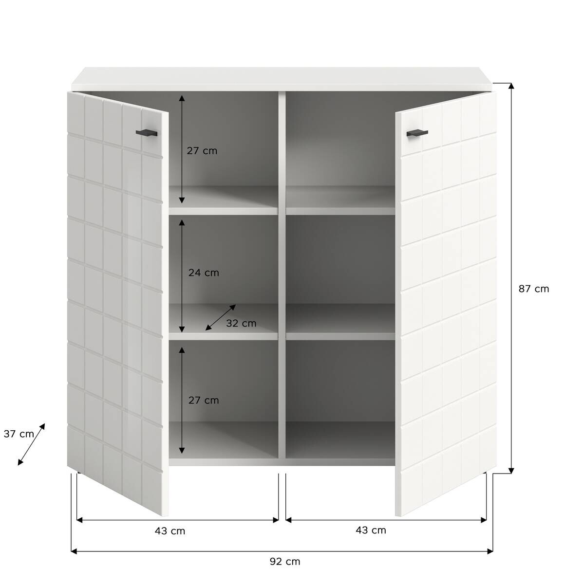 Kommode Monte weiß weiß Hochglanz B/H/T: ca. 92x86x37 cm