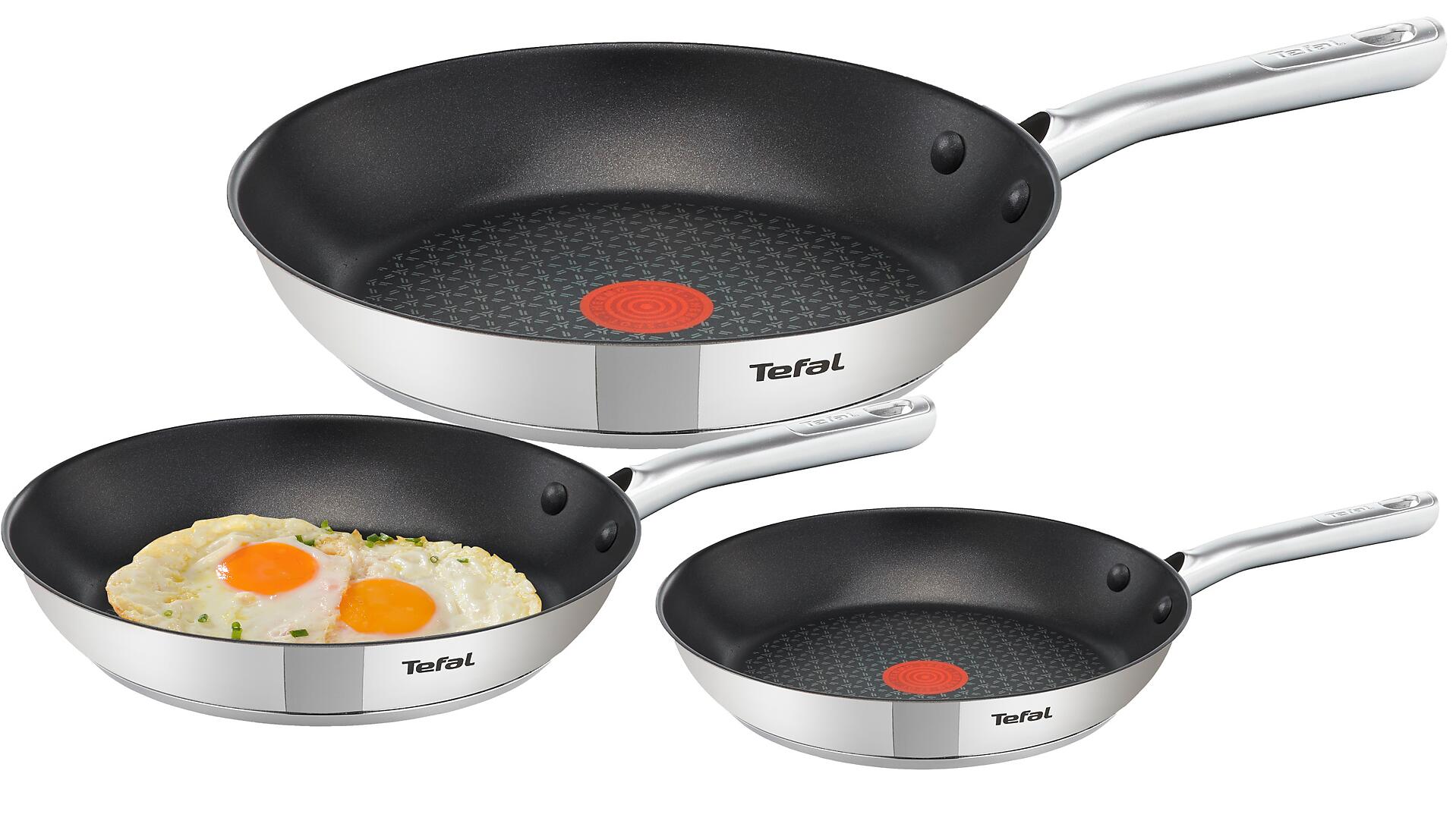 Tefal Pfannenset schwarz Edelstahl 3 tlg.