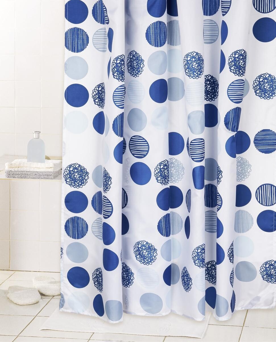 Acus Duschvorhang weiß blau Polyester-Mischgewebe B/L: ca. 180x200 cm