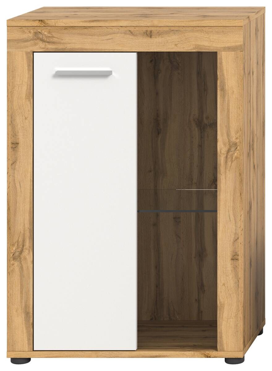 Vitrine Jam Eiche Wotan Nachbildung weiß B/H/T: ca. 60x86x35 cm