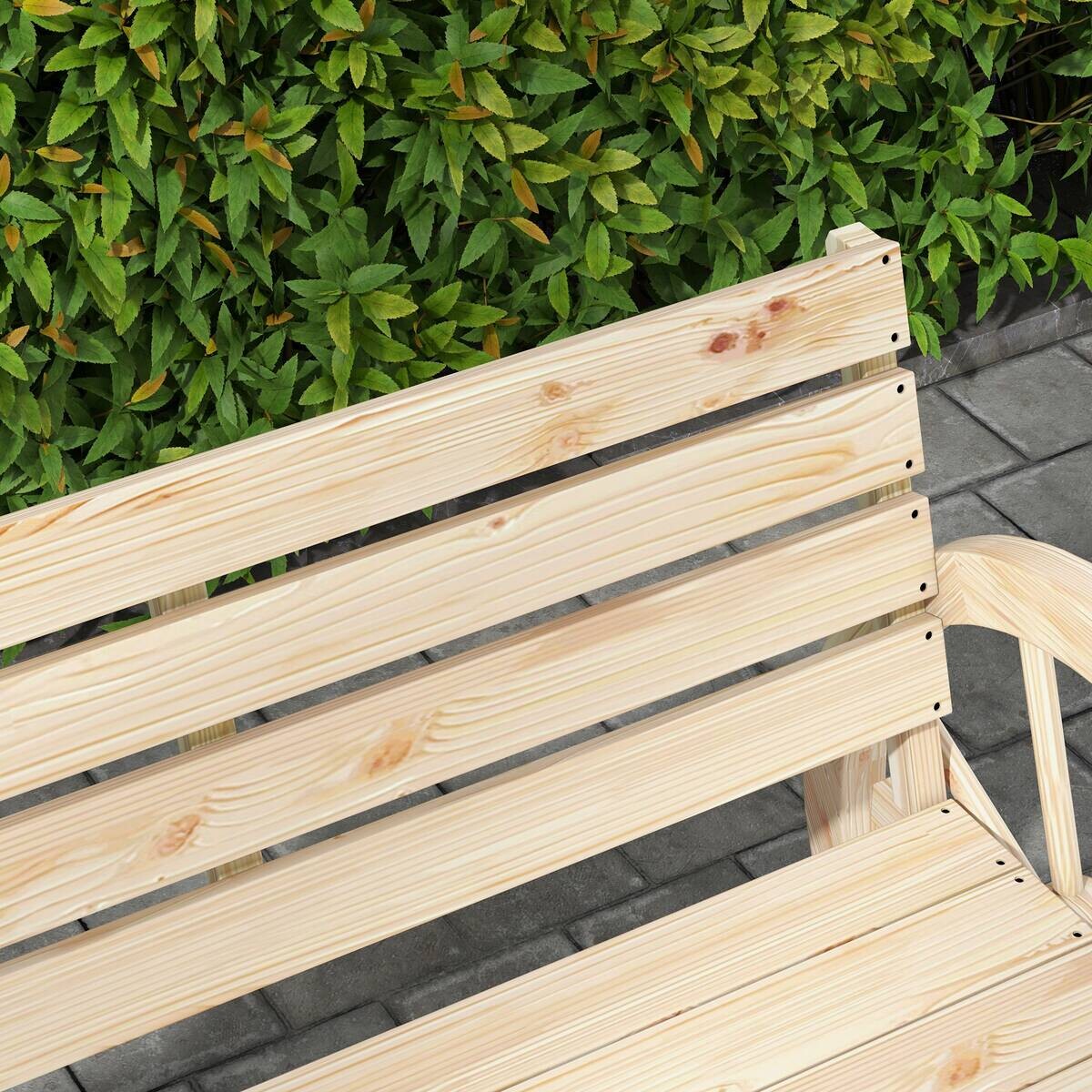 Outsunny Gartenbank natur Holz B/H/L: ca. 56x105,5x79 cm
