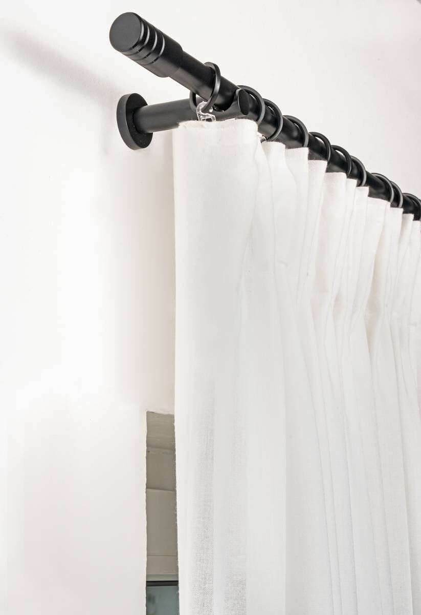 Gardinenstange schwarz Aluminium ausziehbar von ca. 120 bis 210 cm 1.0 Läufe