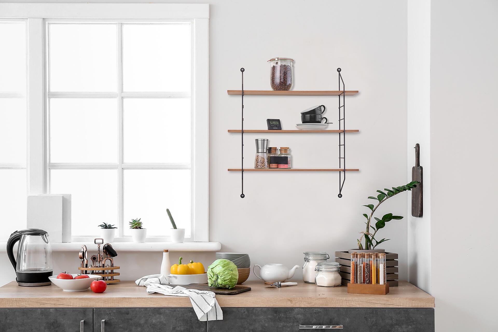 Wandregal Ella schwarz B/H/T: ca. 60x62x15 cm