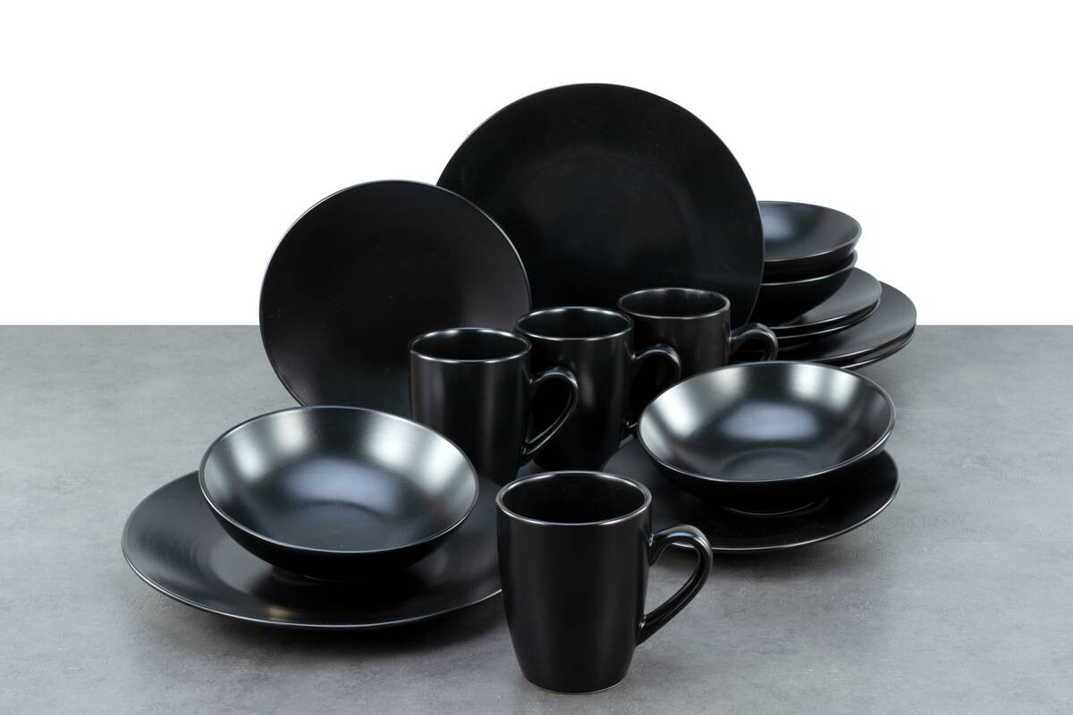 CreaTable Kombiservice Black Matt schwarz Steinzeug 16 tlg.