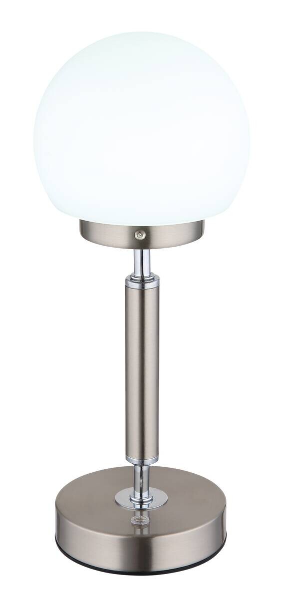GLOBO LED-Tischleuchte Opal nickel matt Kunststoff Metall Glas H/D: ca. 28,5x11,5 cm 1 Brennstellen