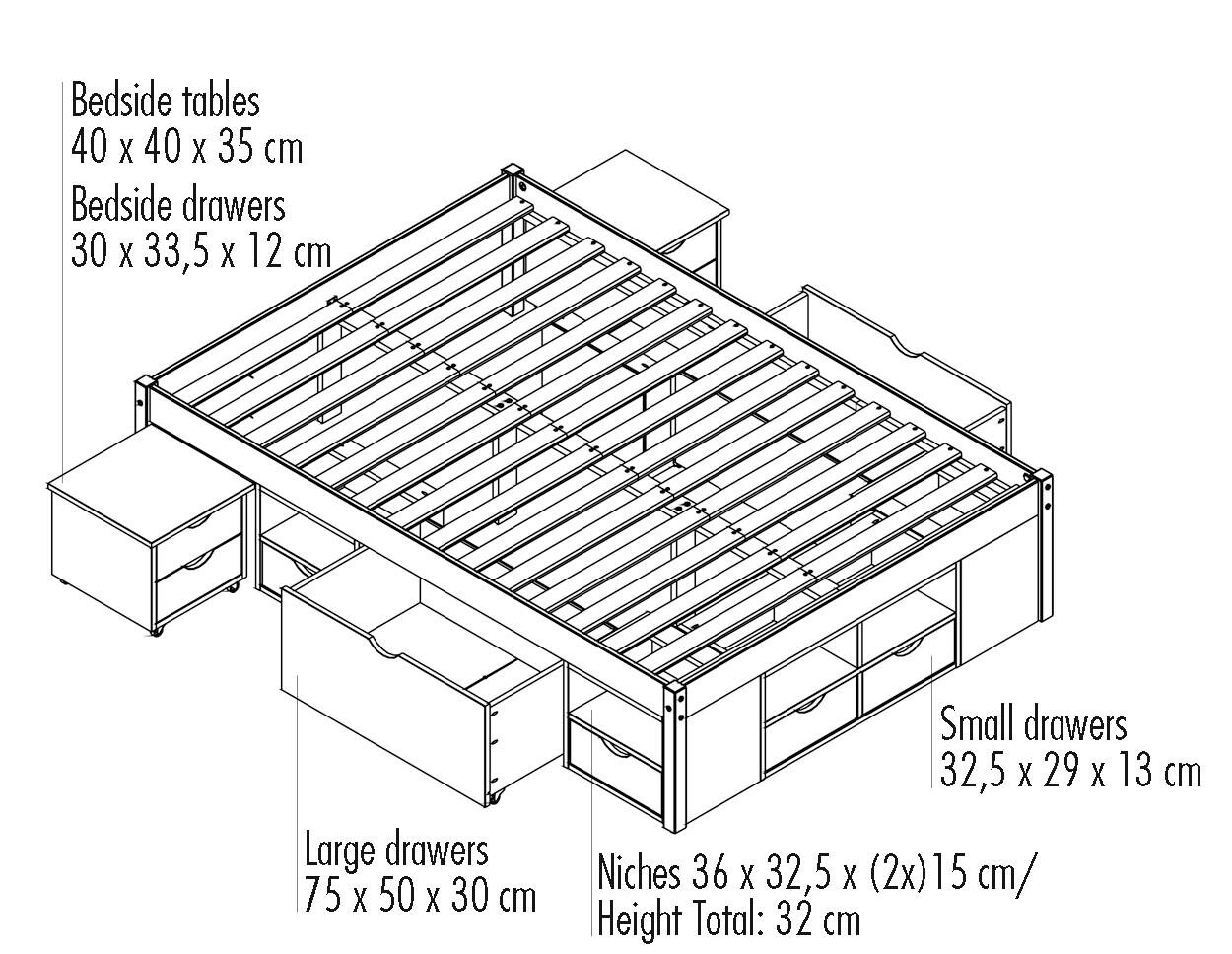 Funktionsbett Till weiß Liegefläche B/L: ca. 140x200 cm