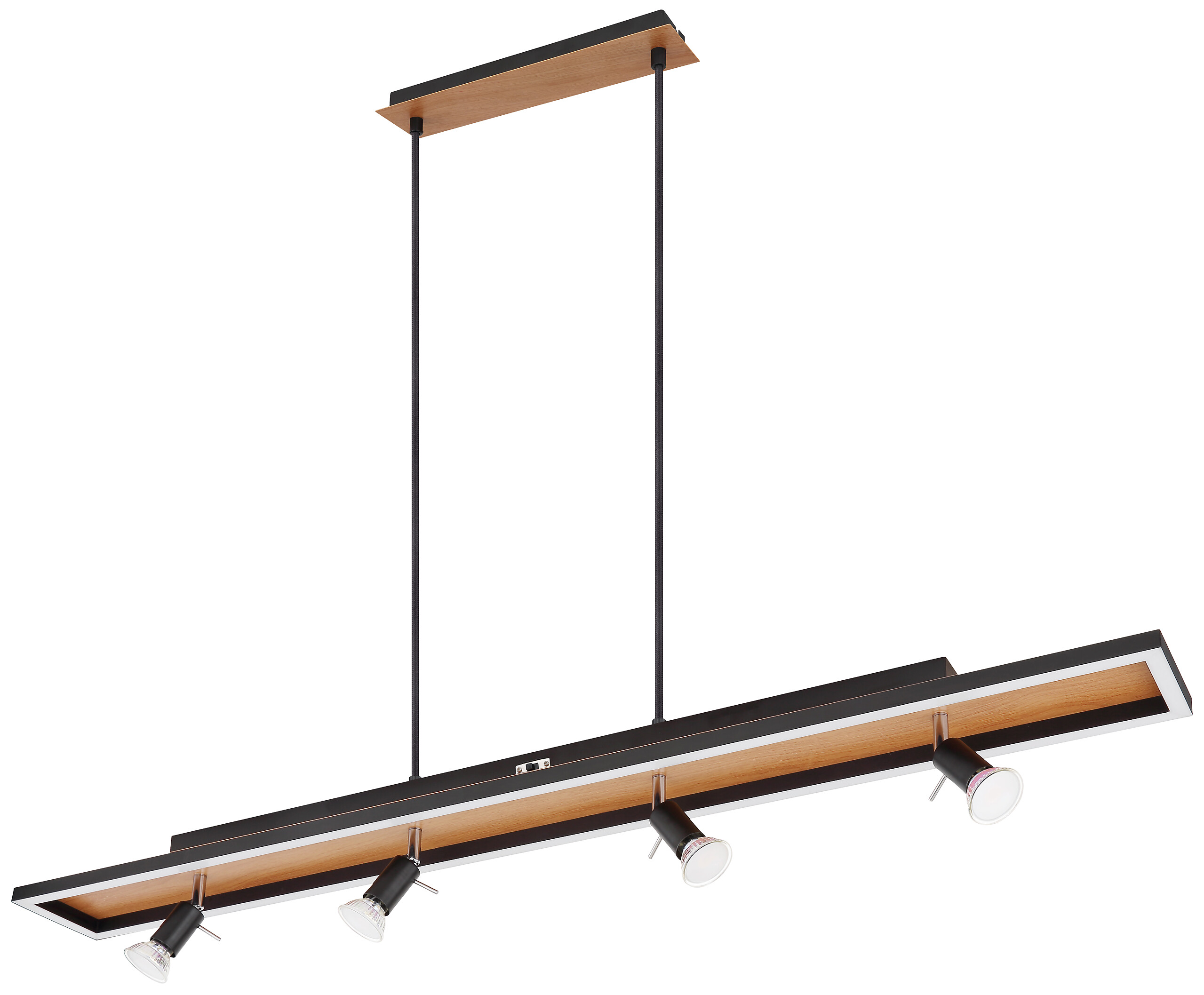 GLOBO Pendelleuchte 57034-4H Ida schwarz Opal Metall Kunststoff B/H/T: ca. 116x120x12 cm null 5 Brennstellen