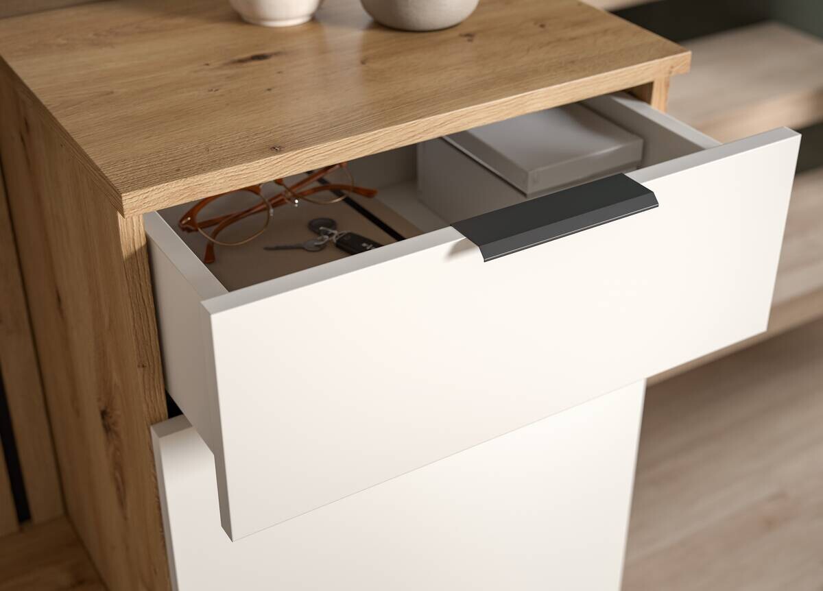 Garderobe Simple Eiche Artisan Nachbildung weiß B/H/T: ca. 88x195x35 cm