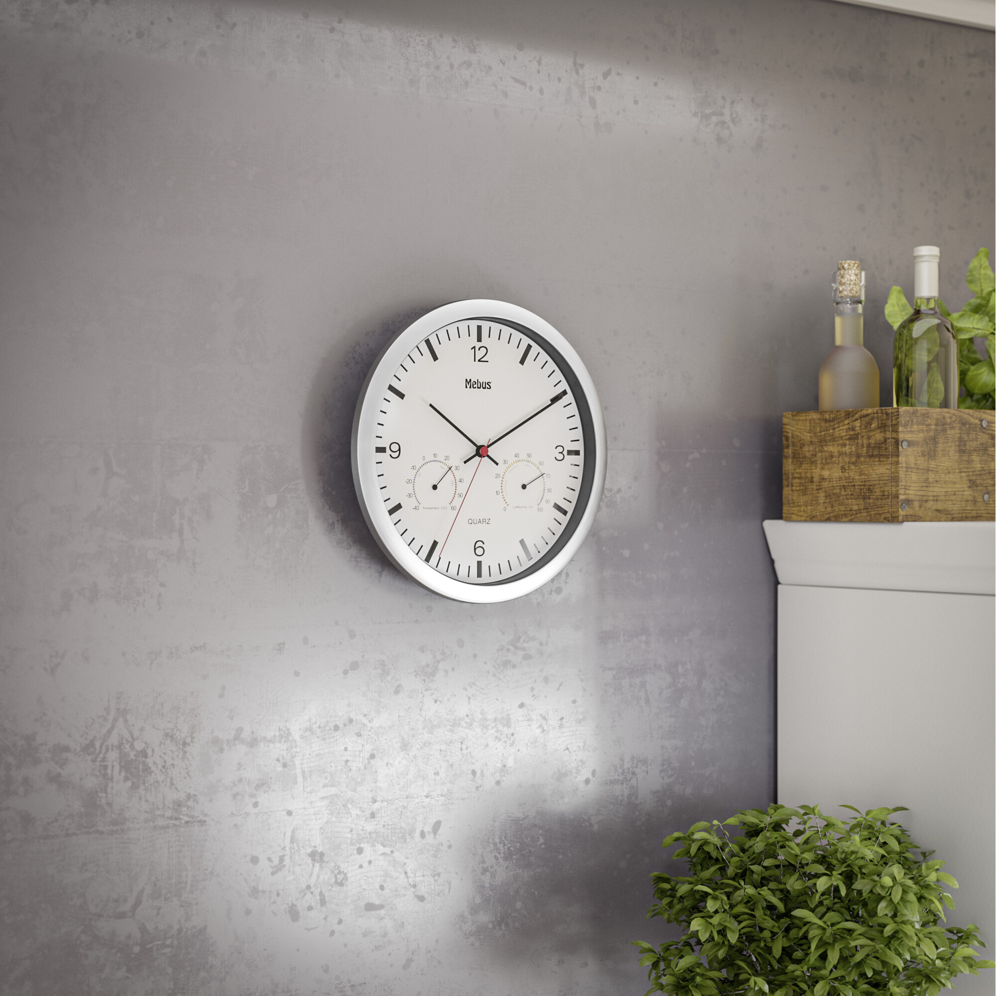 Mebus Wanduhr weiß D: ca. 25 cm
