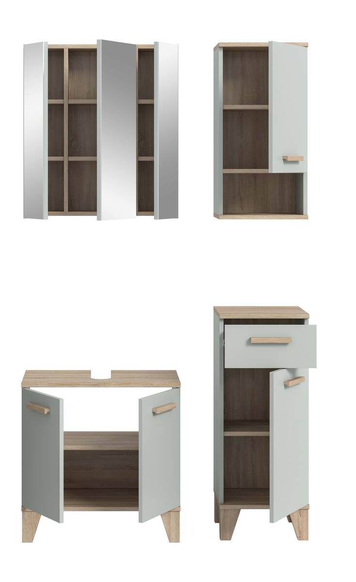 Badezimmer-Set STAR hellgrün Eiche hell Nachbildung B/H/T: ca. 109x190x34 cm