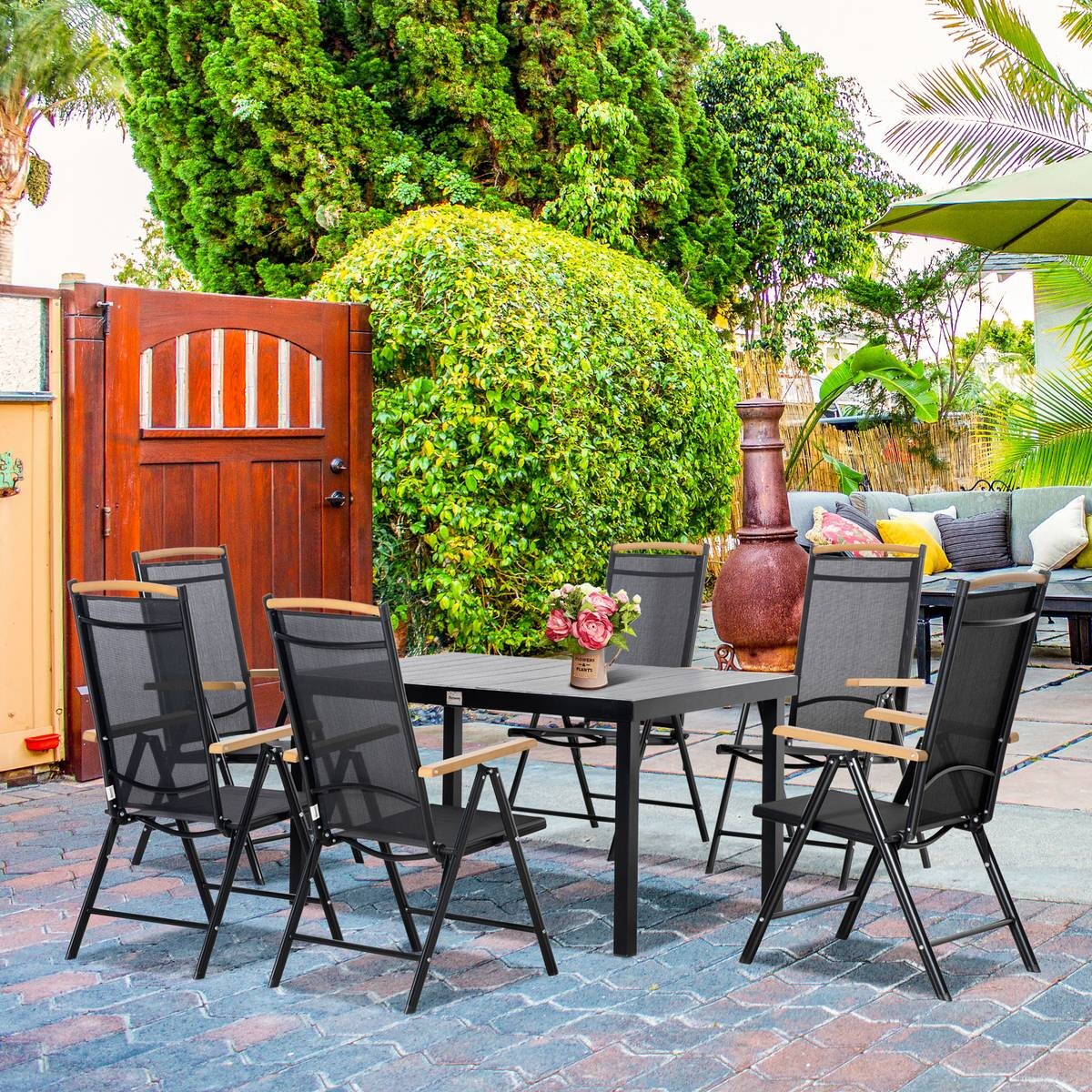 Outsunny Gartensitzgruppe schwarz Aluminium B/H/L: ca. 90x74x140 cm