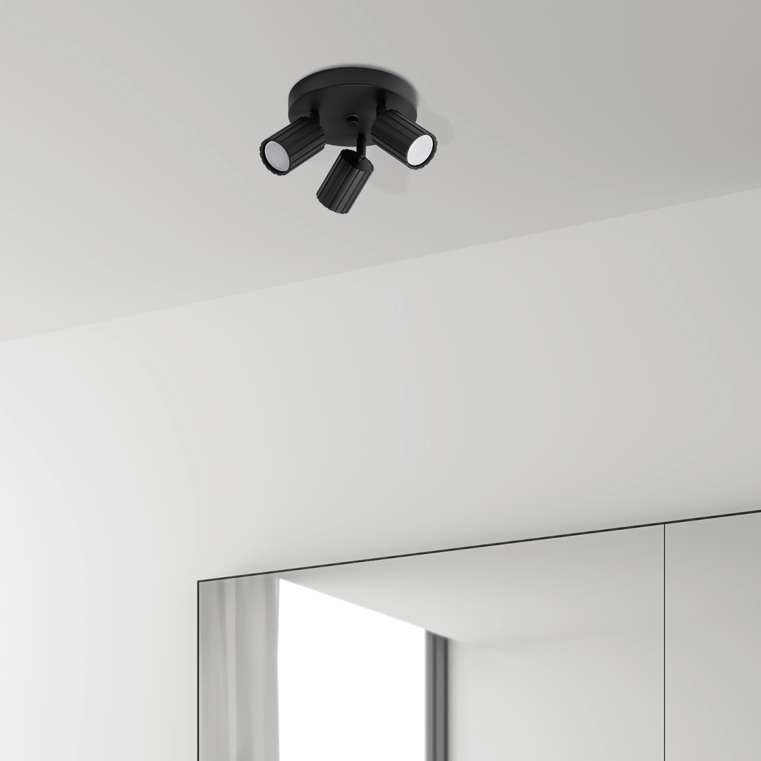 Lamkur Strahler Prisma schwarz Stahl B/H/L: ca. 18x19,5x18 cm 3 Brennstellen