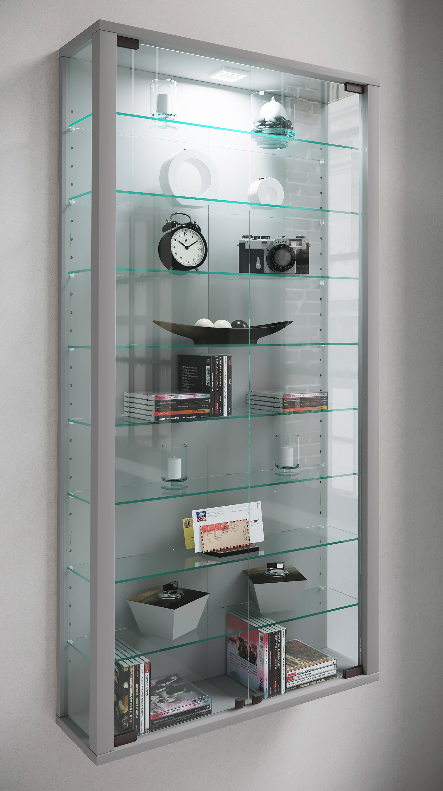 Vitrine Vitrosa Maxi silber Holzwerkstoff Glas B/H/T: ca. 59x113x18 cm Vitrine Vitrosa Maxi silber Holzwerkstoff Glas B/H/T: ca. 59x113x18 cm