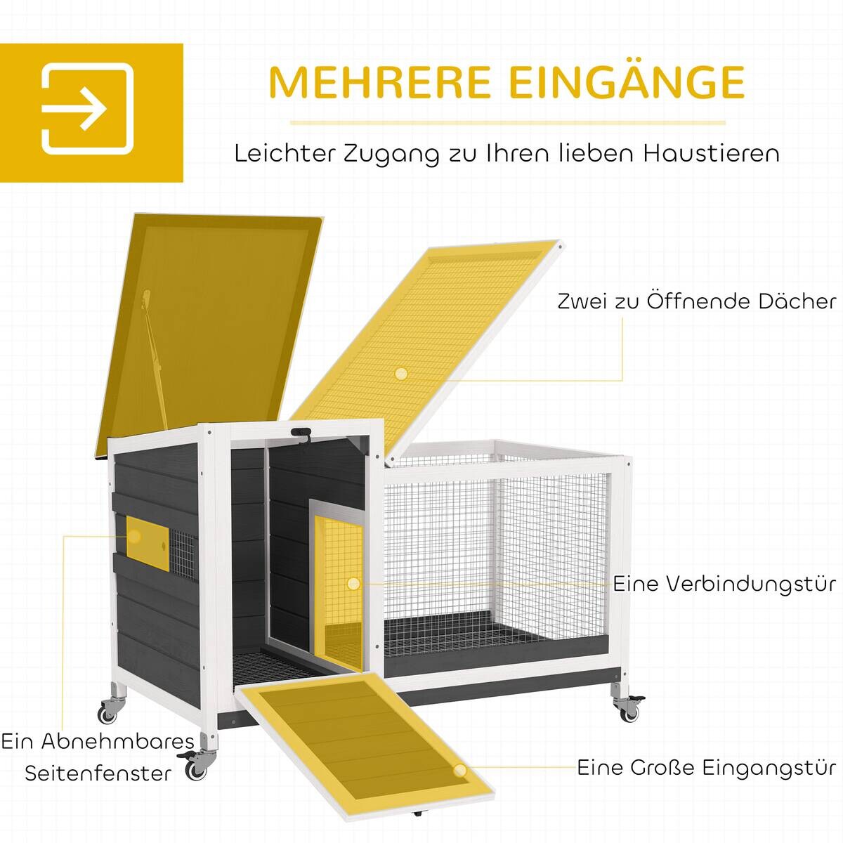 PawHut Kaninchenstall dunkelgrau Stahl B/H/L: ca. 52x67x92 cm