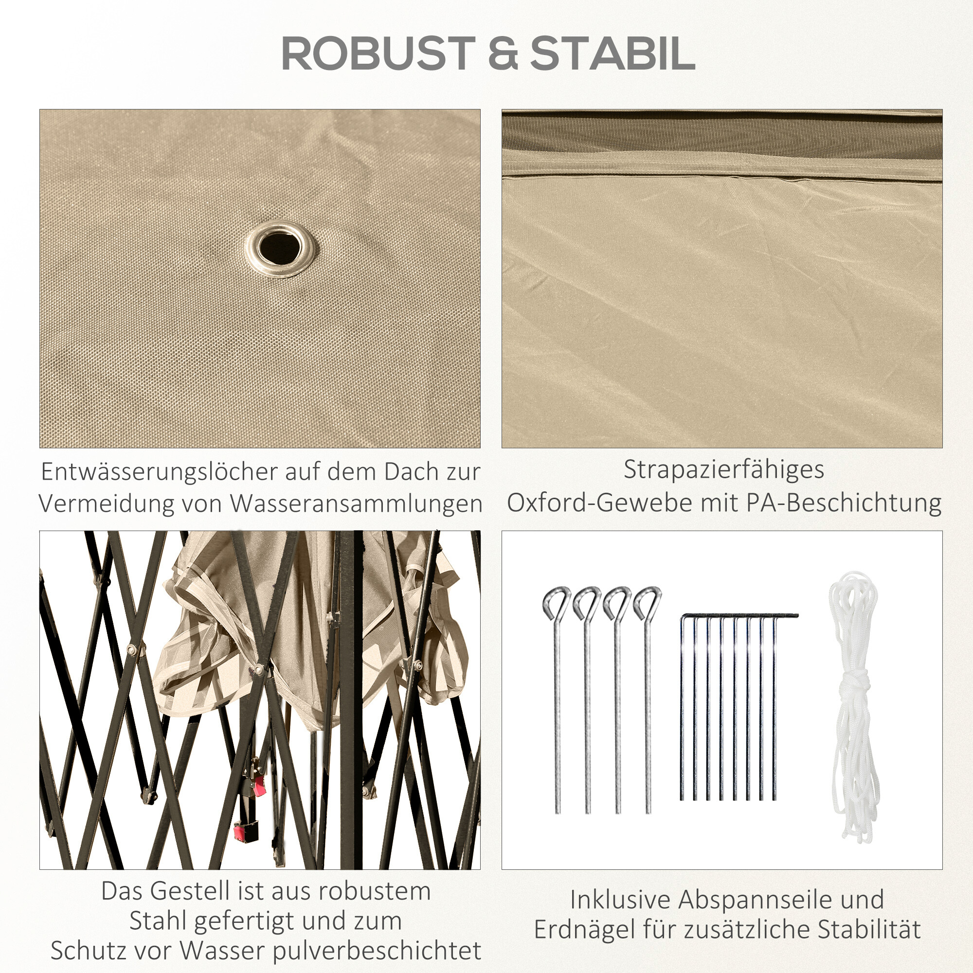 Outsunny Pavillon beige Metall B/H/L: ca. 330x288x330 cm