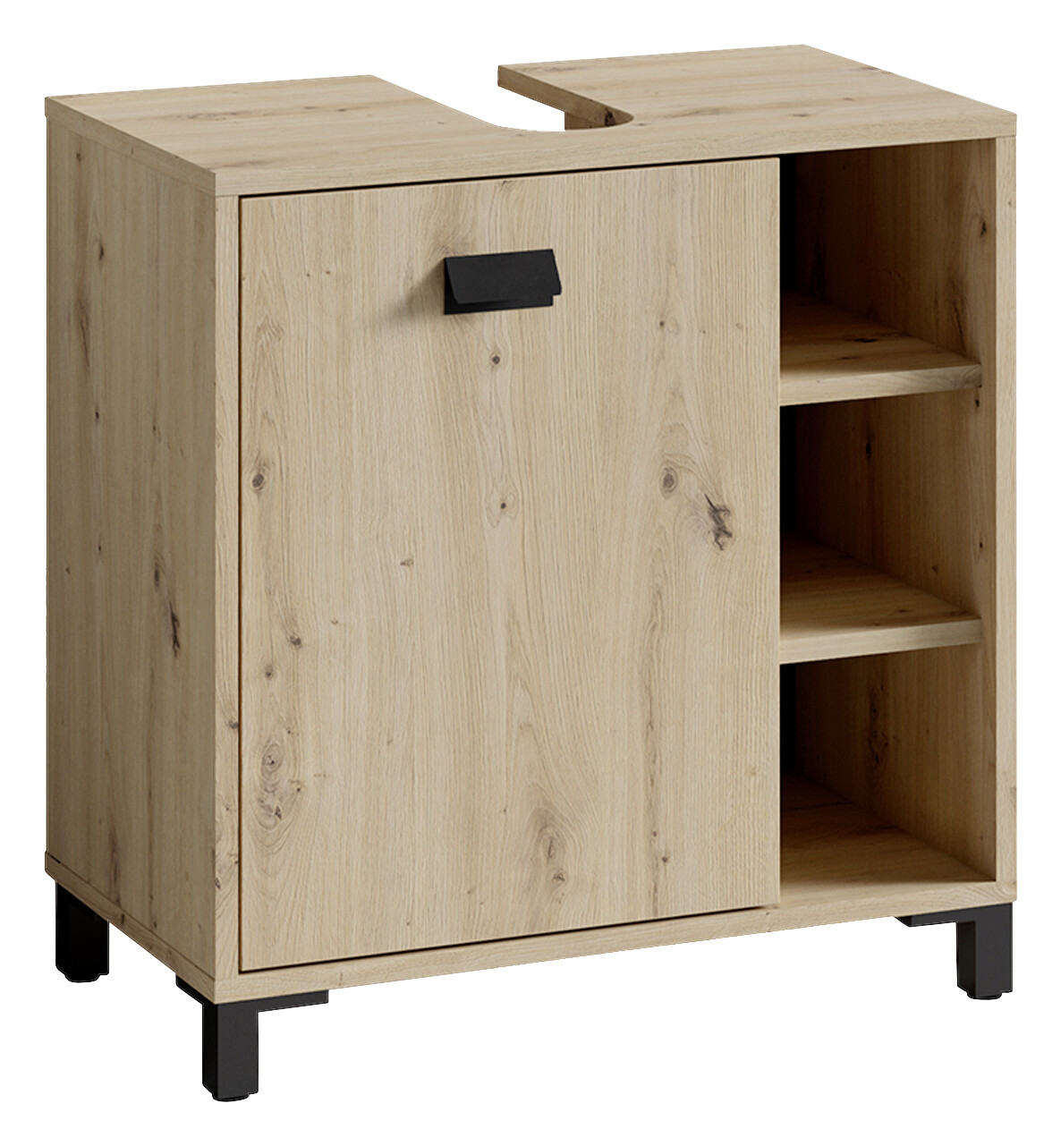 Waschbeckenunterschrank WELLNESS Eiche Artisan Nachbildung schwarz schwarz B/H/T: ca. 60x62x34 cm