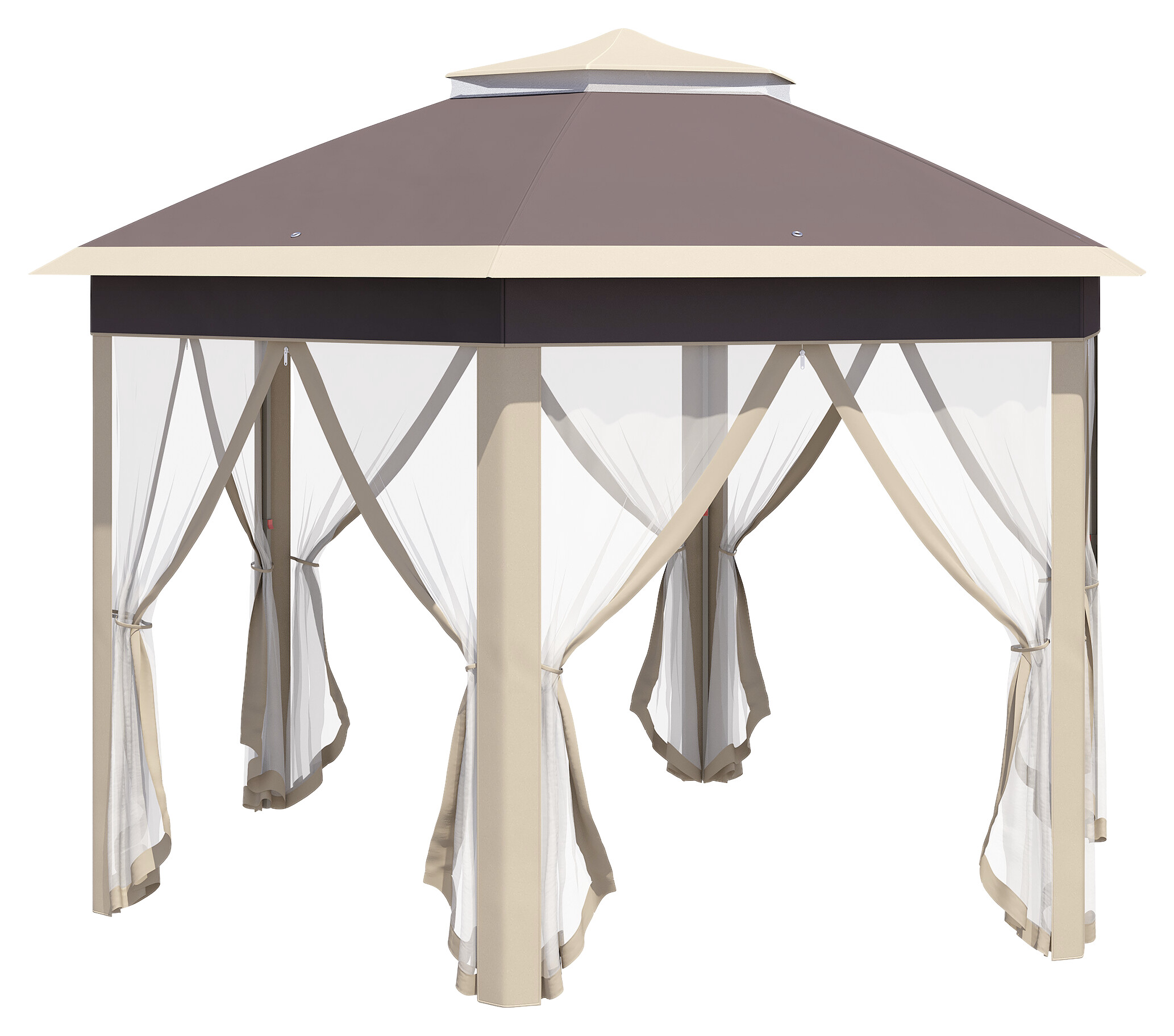 Outsunny Faltpavillon hellbraun Metall B/H/L: ca. 405x285x405 cm