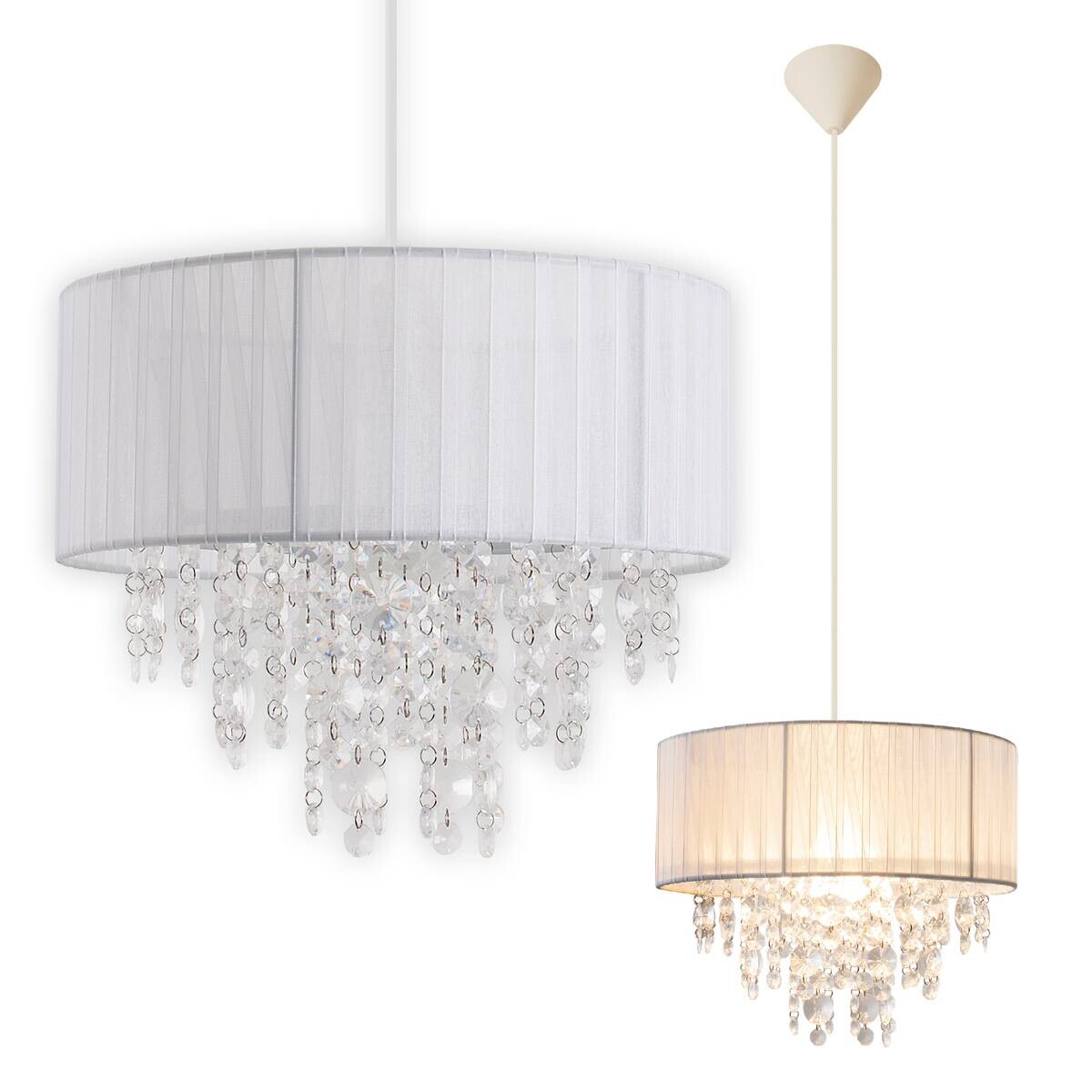 Näve Leuchten Pendelleuchte 6114923 weiß Textil Kunststoff Metall B/H/T: ca. 30x24x30 cm E27 1 Brennstellen