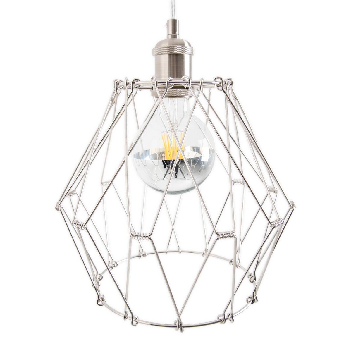 Näve Leuchten Pendelleuchte 6115359 silber Metall B/H/T: ca. 40x110x40 cm E27 1 Brennstellen