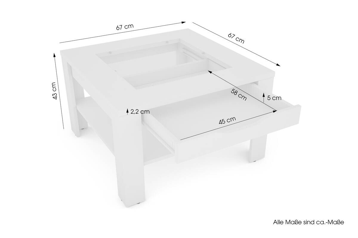 byLIVING Couchtisch RALPH Eiche Artisan B/H/T: ca. 67x43x67 cm