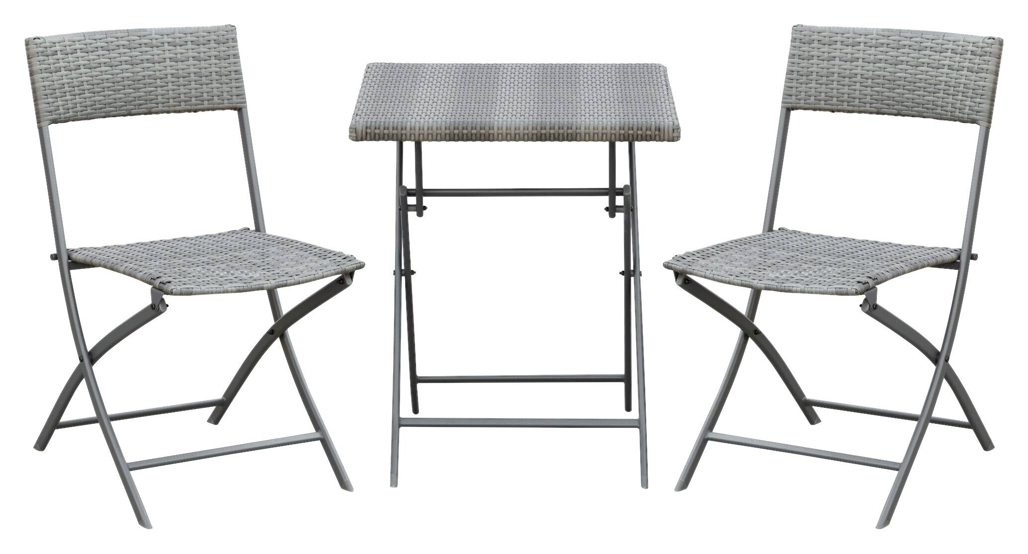 Outsunny Sitzgruppe grau Polyrattan B/H/L: ca. 60x60x72 cm