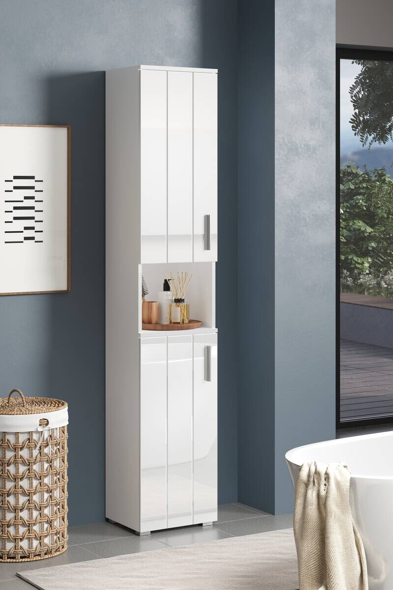 Hochschrank Wons weiß Hochglanz weiß matt B/H/T: ca. 37x192x31 cm