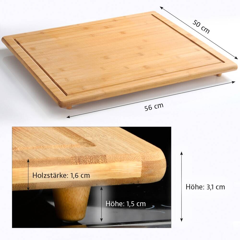 Kesper Herdabdeckplatte natur Bambus B/H/L: ca. 54x3x64 cm