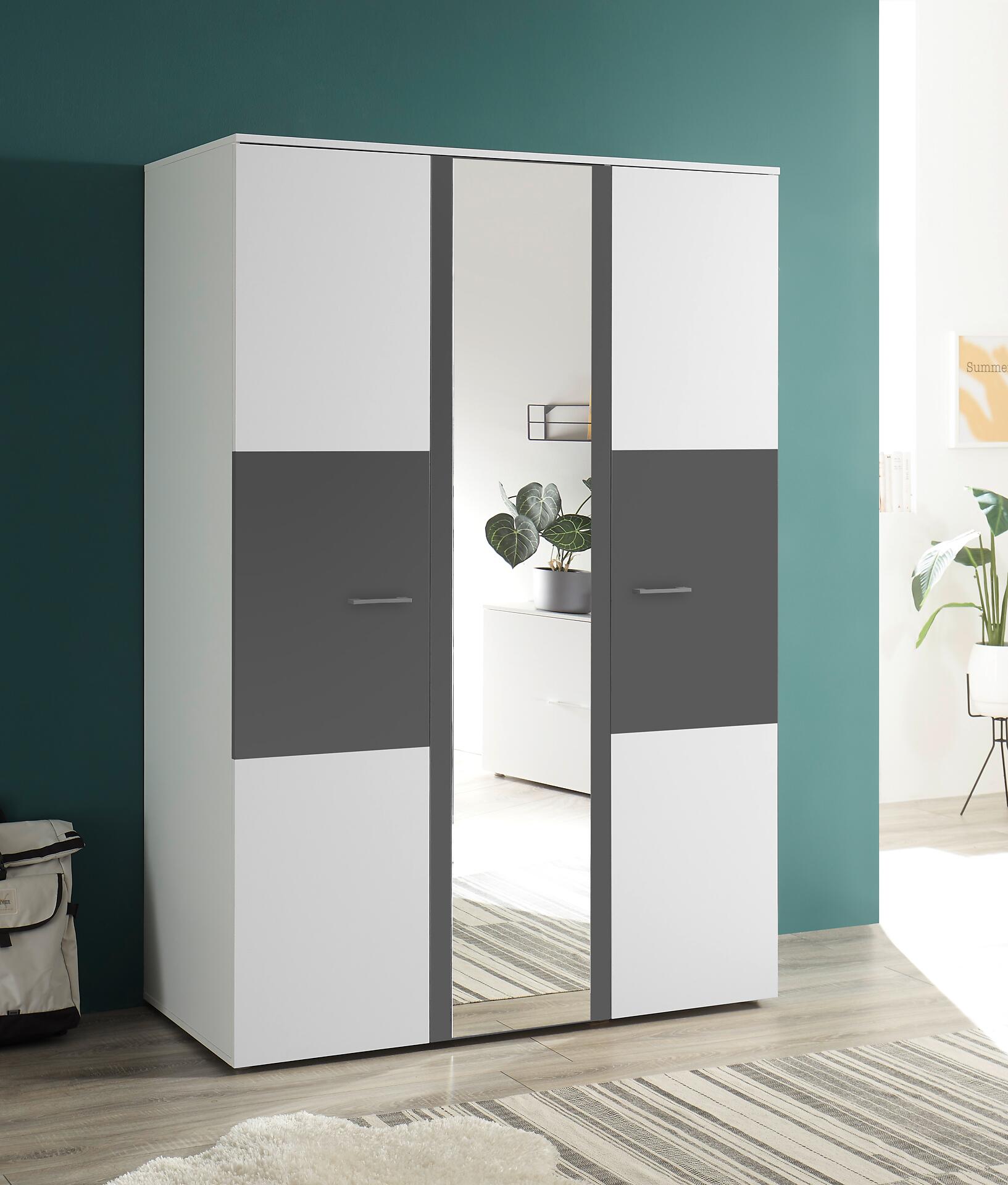 Kleiderschrank Alex weiß Graphit B/H/T: ca. 135x195x60 cm Kleiderschrank Alex weiß Graphit B/H/T: ca. 135x195x60 cm