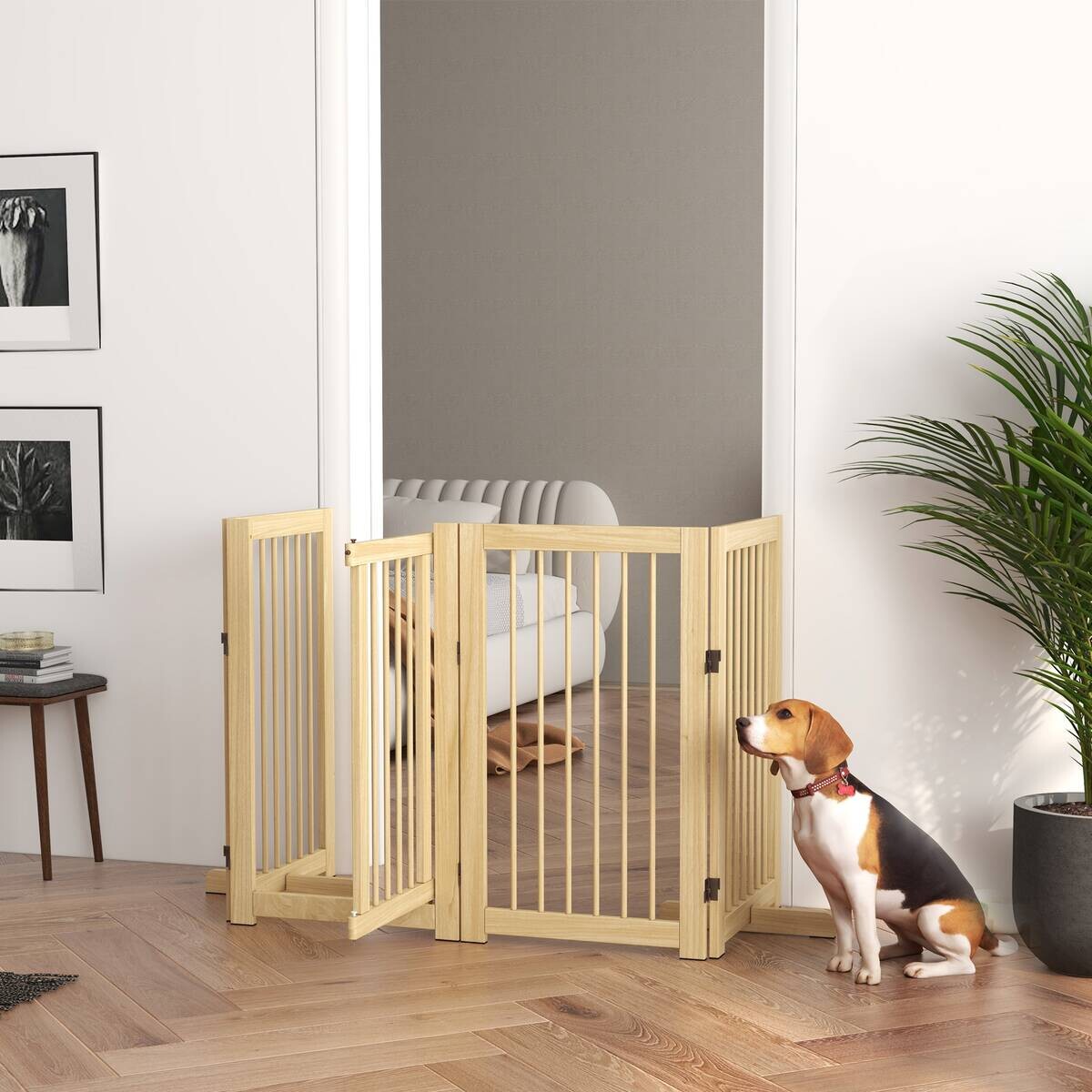 PawHut Schutzgitter natur Kiefer B/H/L: ca. 36x91x220 cm