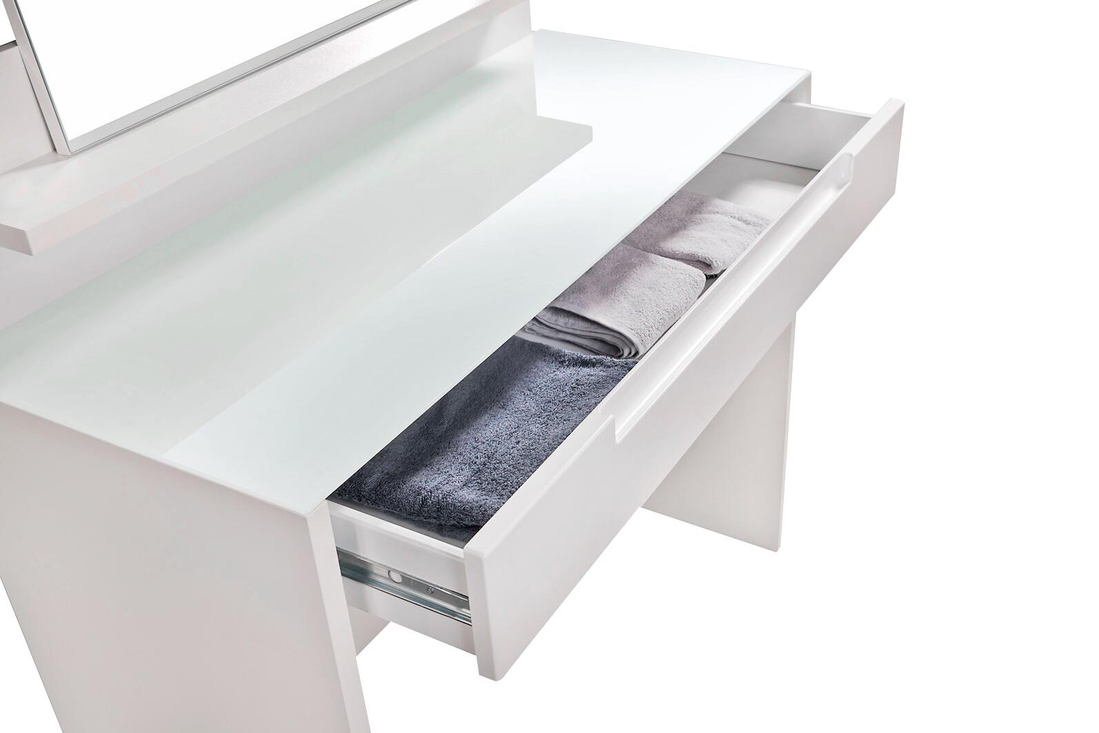 Schminktisch Mailand weiß weiß Hochglanz B/H/T: ca. 97x126x42 cm