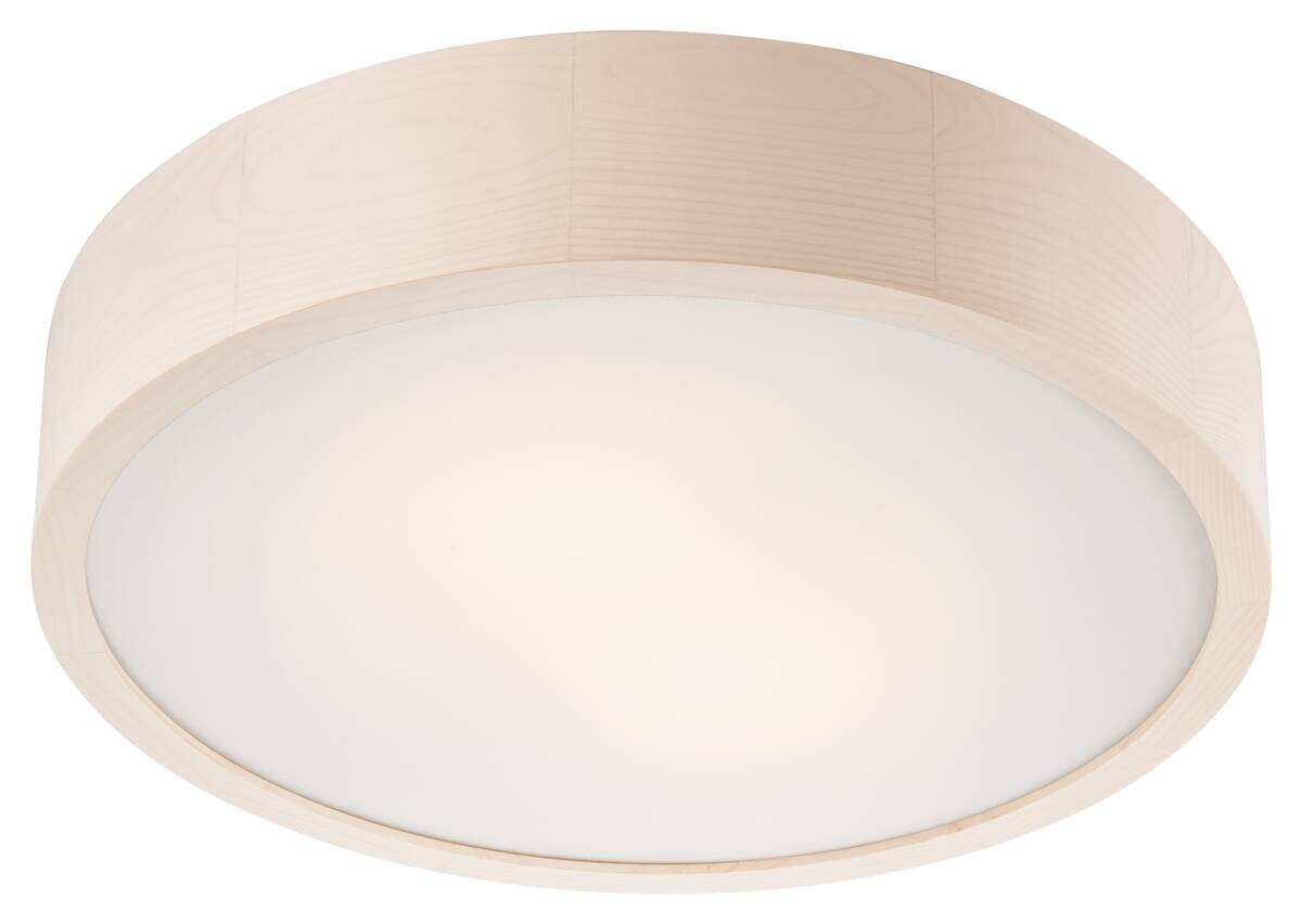 Lamkur Deckenleuchte Eveline weiß Glas Holz B/H/L: ca. 38,5x12x38,5 cm 2 Brennstellen