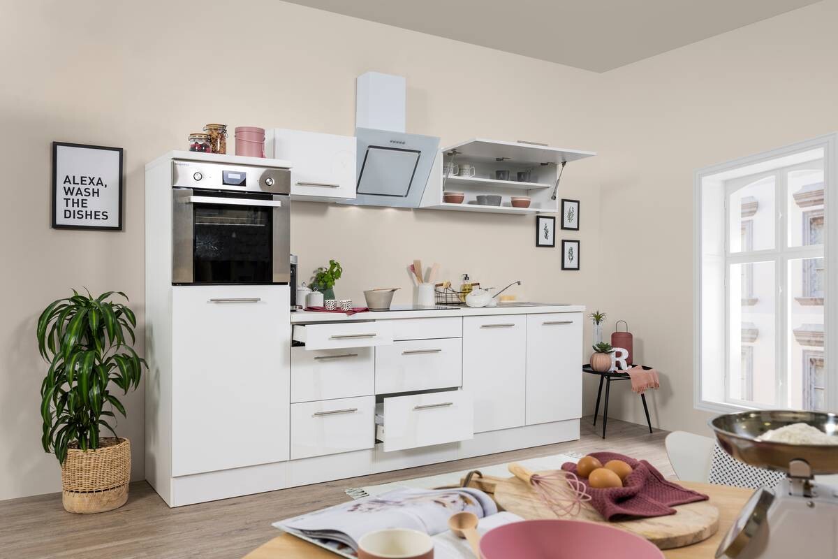 Respekta Küchenblock Amanda weiß Hochglanz B/H/T: ca. 270x200x60 cm