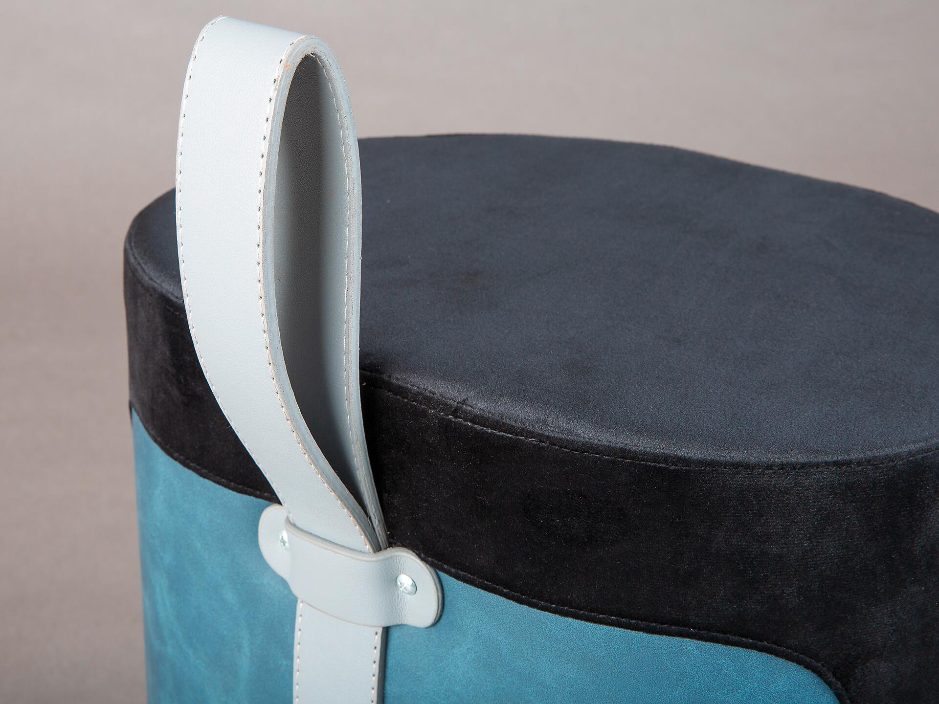 Inter Link Hocker Osame schwarz blau MDF Samtoptik B/H/T: ca. 38x43x33 cm