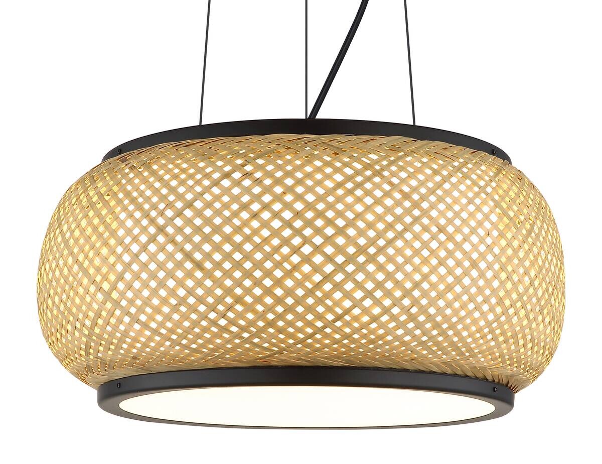 GLOBO Pendelleuchte natur mattschwarz Bambus Metall H/D: ca. 120x38 cm 1.0 Brennstellen