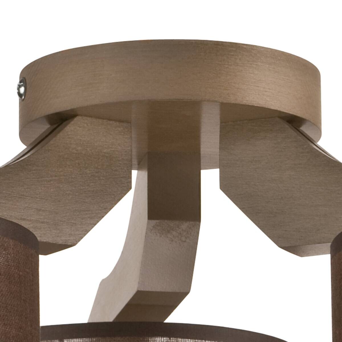 Lamkur Deckenleuchte Andrea natur Holz Stoff Stahl H/L: ca. 23x40 cm E27 3 Brennstellen