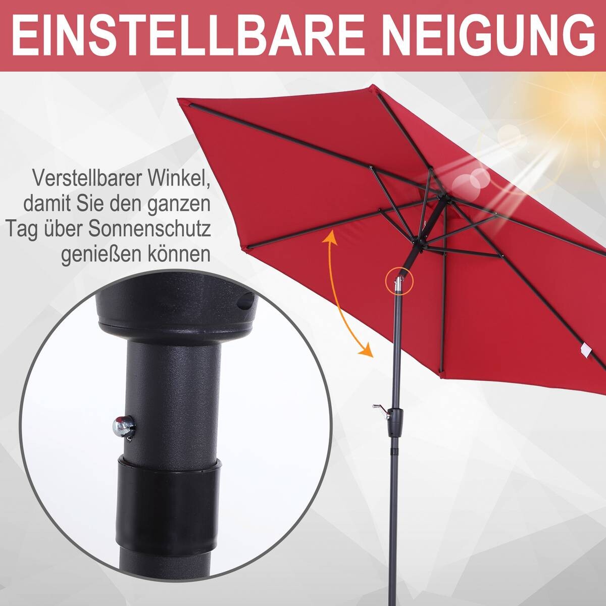 Outsunny Sonnenschirm weinrot Stahl H/D: ca. 235x270 cm