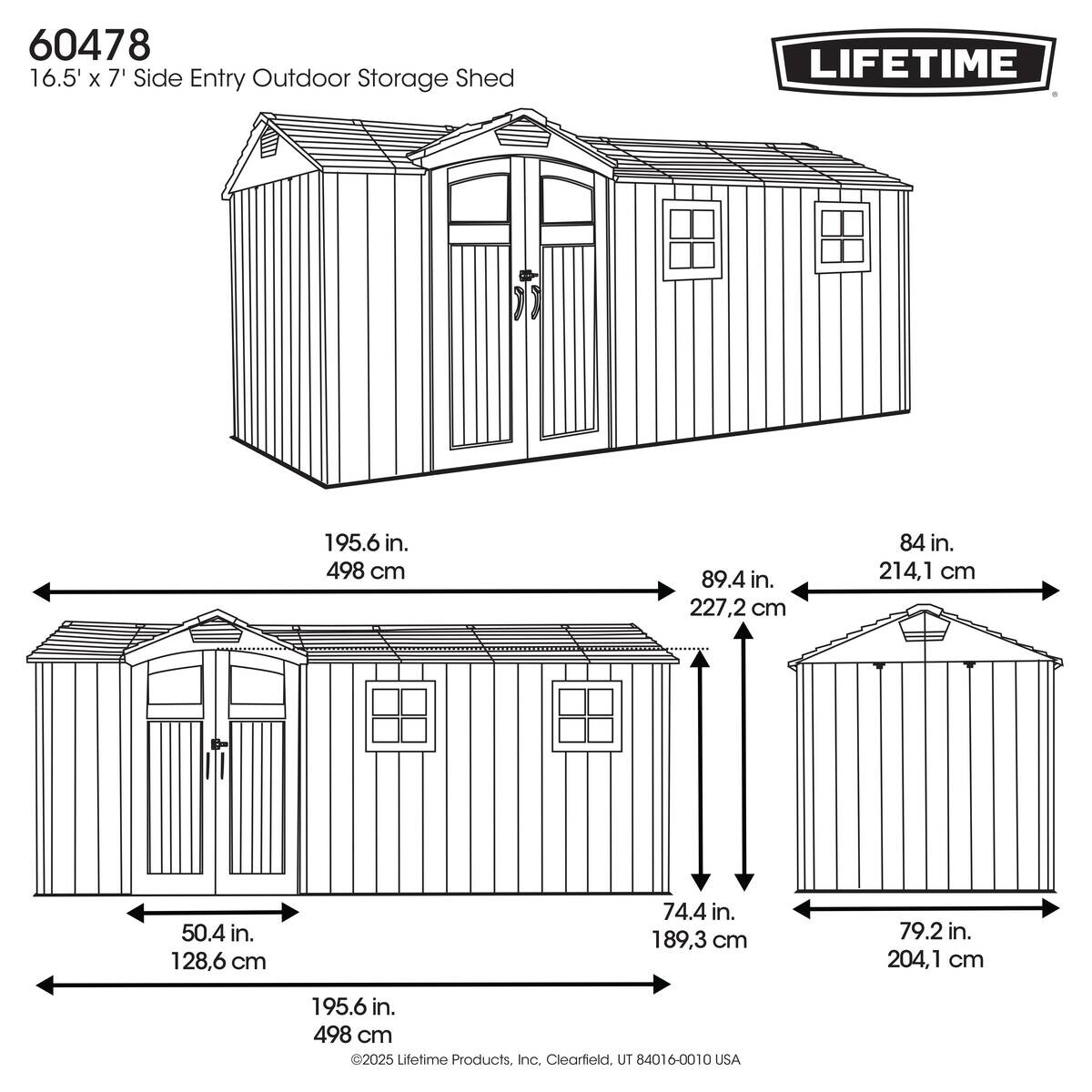Lifetime Gerätehaus Idaho grau B/H/T: ca. 498x264,5x214 cm